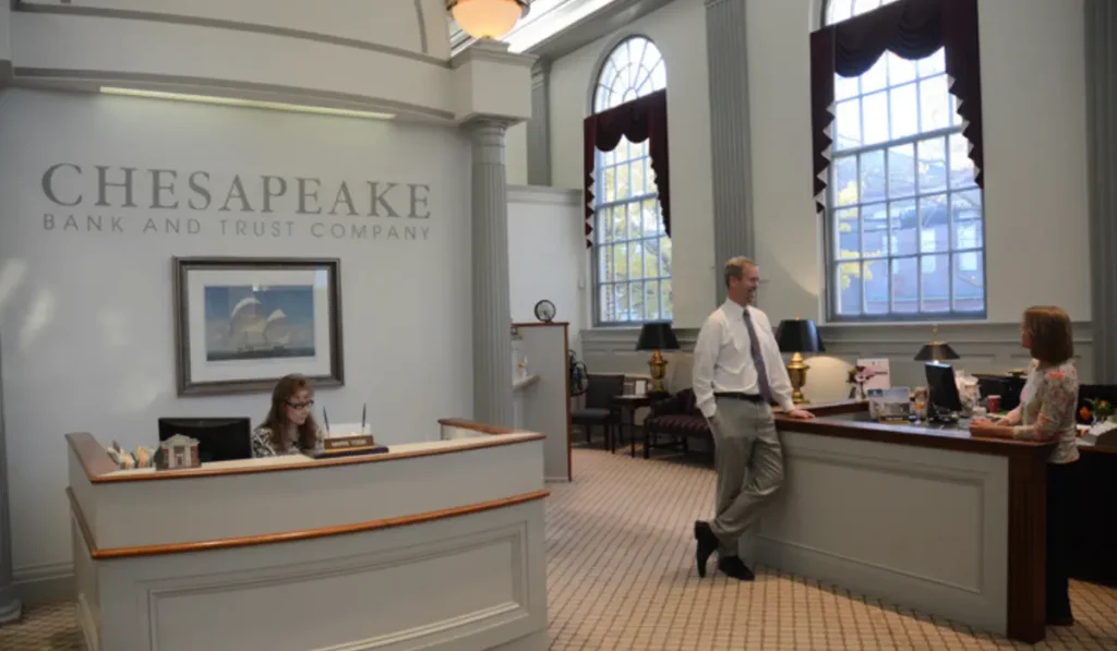 chesapeakebankandtrust Lobby interior of Chestertown Branch Chesapeake Bank and Trust