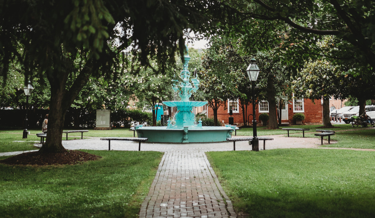 Landscape View of Fountain Park with Hebe the Fountain the center