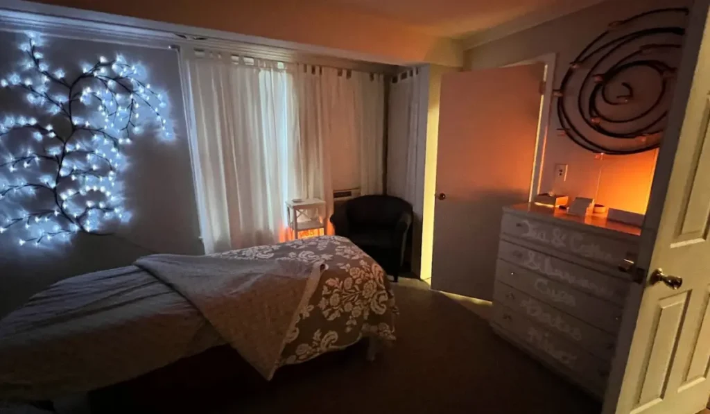 Inside a massage room at Spa Angels in Chestertown, Maryland
