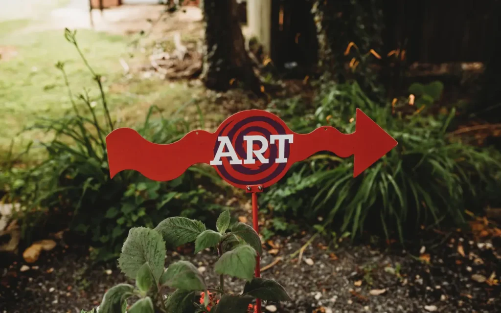 art A red "Art" sign in the gardens of Chestertown