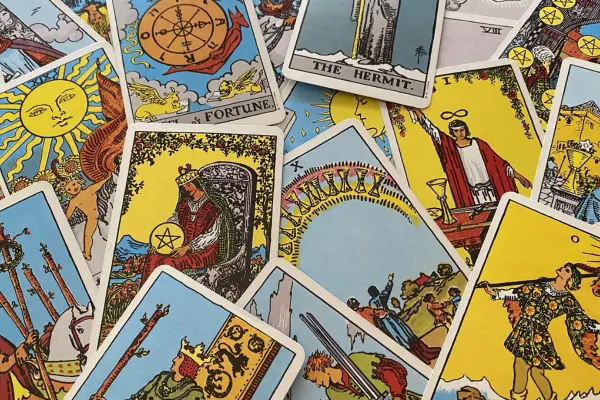 Stock Image of Tarot Cards displayed out